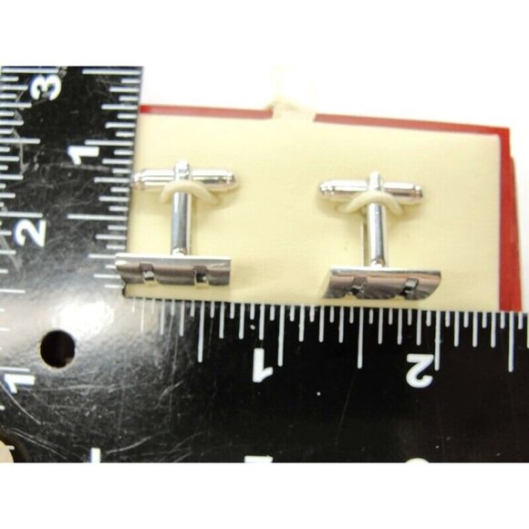 Banana Republic Kenneth Roberts Cufflinks Polished Stainless Steel Rectangle IOB - Picture 7 of 11